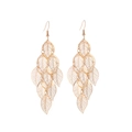 Fashionable multilayer hollow leaf drop earrings in gold finish for women's elegant style - Gold