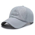Light grey quick-dry sports cap with 3D SPORT embroidery and curved brim - Adjustable / Light Gray