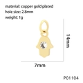 Hamsa-Hand-Anhänger aus 18K vergoldetem Kupfer mit Zirkon-Inlay und genauen Abmessungen - Hamsa Hand (P01104)