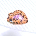 Oranges Herz-Anhänger mit Leopardenmuster und lila-schwarzen Punkten für DIY-Schmuck - Oranger Leopard