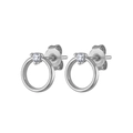 Elegantes pendientes de plata s925 con circonitas redondas y diseño minimalista - Plateado