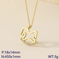 Goldene Edelstahl-Schaukelpferd-Halskette mit Kristallen, Anhängergröße 18x14mm - Gold (KN290887-GC)