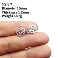 Macro detail of 10mm hollow coin spacer bead in silver for DIY jewelry making - Style 7/Silver/With Loop/10mm