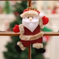 Plush Santa Claus ornament with red burlap texture and plaid hat for Christmas tree decor - Dancing Santa Claus Pendant
