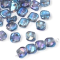 Irregular blue and purple gradient crystal glass beads with iridescent finish - Gradient Blue