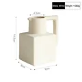 Nordic minimalist matte white ceramic geometric vase with square base for home decor - 9x14.5cm / Off-white