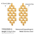 Detail showing dimensions and 10g weight of gold woven stainless steel earrings - Gold (YYE023569-G)