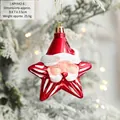 Star-shaped Santa Claus Christmas tree ornaments in red and white finish, 2-piece set - Pentagram