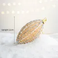 Ornement de Noël fuseau champagne avec rayures pailletées argentées, hauteur 11cm - Glaçon Champagne 3 pièces