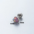 Titanium steel heart screw back stud earring with purple opal inlay measuring 0.5cm - Purple Heart (A083-8#OP38) / Single Piece