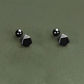 925 silver-plated black geometric hexagonal stud earrings with screw back design - Black Hexagon Screw Back Style