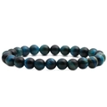 Natural blue tiger's eye beaded bracelet for men with cat eye effect texture - 8mm Bead Diameter / Blue Tiger Eye