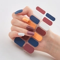 Detail of 3D laser gold nail polish wraps in dark blue and burgundy for manicure - DQ-19 Blue Orange Patchwork