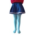 Children's striped tights in light blue paired with a blue pleated skirt and red top - 6-8 Years / Light Blue