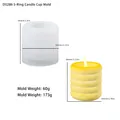 Detailed view of 5-tier ring cylinder silicone mold with finished yellow stacked candle - D5286-5-Tier Linked Rings Candle Cup