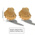 Polished gold stainless steel seashell earrings with radial texture and minimalist design - Stainless Steel Gold Shell