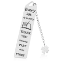 Stainless steel bookmark with clover pendant and engraved inspirational quote for gifts - A30-Clover Thank You Story