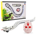 Electric black and white cracked snake toy with egg-shaped infrared remote and retail box - Remote Control Rattlesnake - White