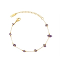K18 gold plated bracelet featuring natural purple stones and fine golden beads - Purple Stone Bracelet - Gold