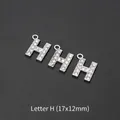 Silver H letter pendant with rhinestones for DIY jewelry making, size 17x12mm - Letter H (10 Pcs)