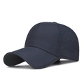 Navy blue breathable baseball cap with laser-cut ventilation holes and quick-dry fabric - Navy Blue
