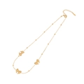 Golden stainless steel beaded necklace featuring three elegant bow pendants and lobster clasp - Triple Bowknot Bead Necklace(4#)
