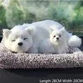 Realistic white plush toy cat models in 28x20cm size shown on grey felt background - Samoyed Parent-Child Sitting Set