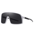 TR90 Polarisierte Sportsonnenbrille mit weißem Rahmen und schwarzem Monoglas - Weißer Rahmen Dunkelgraue Gläser