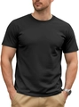 Men's minimalist crew neck short sleeve T-shirt in solid black breathable cotton - S / Black