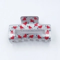 Romantic acrylic hair claw clip with silver glitter and red Cupid heart patterns - Silver Glitter Pierced Heart / 8.4cm