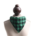 Green and black plaid pet bandana collar with classic British style check pattern - Green & Black Plaid Bandana