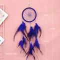 Handmade navy blue dream catcher with natural feathers, 10cm ring diameter and 50cm length - No Light / Royal Blue