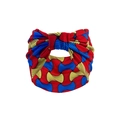 Bohemian wide elastic sports headband with African floral print and a bow knot - African Print Bow (10450)