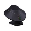 Black matte jewelry necklace bust display stand with emerald pendant height 14cm width 19cm - Curvy Bust Necklace Display (Black)