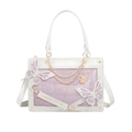 White butterfly ita bag with light purple glitter panel and golden spider web embroidery - White & Purple Butterfly (Glitter)