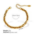 Bracciale a catena in oro e acciaio inossidabile con maglie piatte e chiusura a moschettone - Bracciale Stile SL107 / Oro