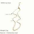 Dettaglio di una collana a maglia lip in acciaio inossidabile 316L dorato da 0,8mm - Catena labbra dorata