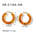 18k gold plated stainless steel hoops with tortoiseshell resin ring in 4.2cm diameter - Amber Tortoiseshell (NB-E1306-AM)