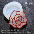 DIY rose shaped silicone mold for resin or wax with glitter flower finish and detailed dimensions - Clear