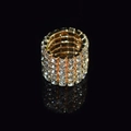 Sparkling wide gold bridal bracelet with five rows of pavé set rhinestones on black base - 5 Row Gold Clear Rhinestone Ring