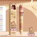 Capybara themed 12-color retractable ballpoint pen with 3D topper and gift box - 12-Color Ballpoint Pen - Capybara