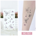 Wasserfester Schmetterling Tattoo Aufkleber RC-767 mit lila Blumen und schwarzen Linien - RC-767 Schmetterling Blumen