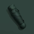Compact 5-fold dark green capsule sun umbrella with matching matte handle and strap - 6-Rib Mini Vinyl Thickened / Dark Green