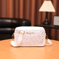 White square shoulder bag with silver reflective stars and adjustable wide strap - Star White