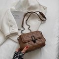 Elegant brown quilted crossbody bag with chain strap and clasp for women fashion - Brown