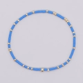 Pulsera bohemia hecha a mano con cuentas azules y espaciadores de metal dorado - Cuentas de Columna Azul Cielo Oro