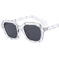 Fashionable square sunglasses with transparent wave frame and dark grey lenses - Transparent Frame Grey Lens