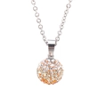 Golden crystal ball pendant with rhinestones on a silver stainless steel chain - Pendant Only (Without Chain)-Gold And White Full Rhinestone Style (KP19381-K)