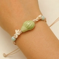 Braccialetto regolabile fatto a mano a tema marino con conchiglia e stella marina - Verde Chiaro S389 (Braccialetto)