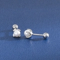 Mini 925 sterling silver pearl stud earrings with secure screw-back design for women - Style 5 / Silver